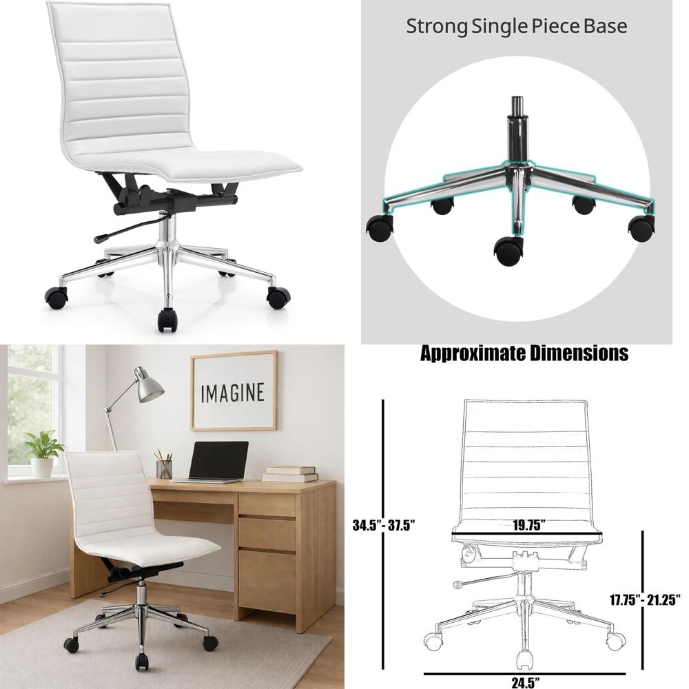 Woodworking Desk Chair - Padded PU Leather Desk Chair with
