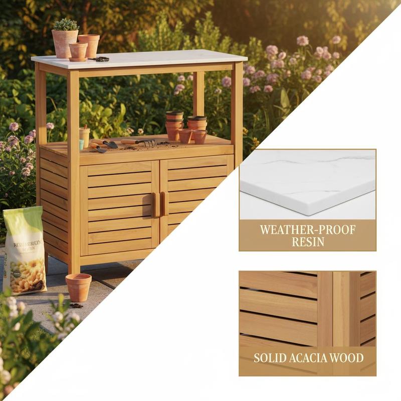Outdoor Potting Bench Acacia W - Workbench Woodworking 评论和价格