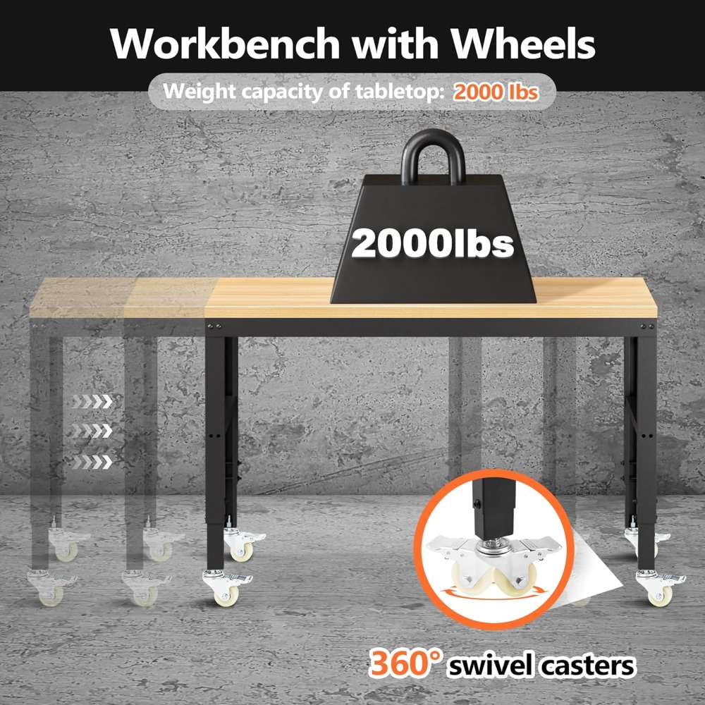 Adjustable Workbench, Heavy Du - Workbench Woodworking 评论和价格