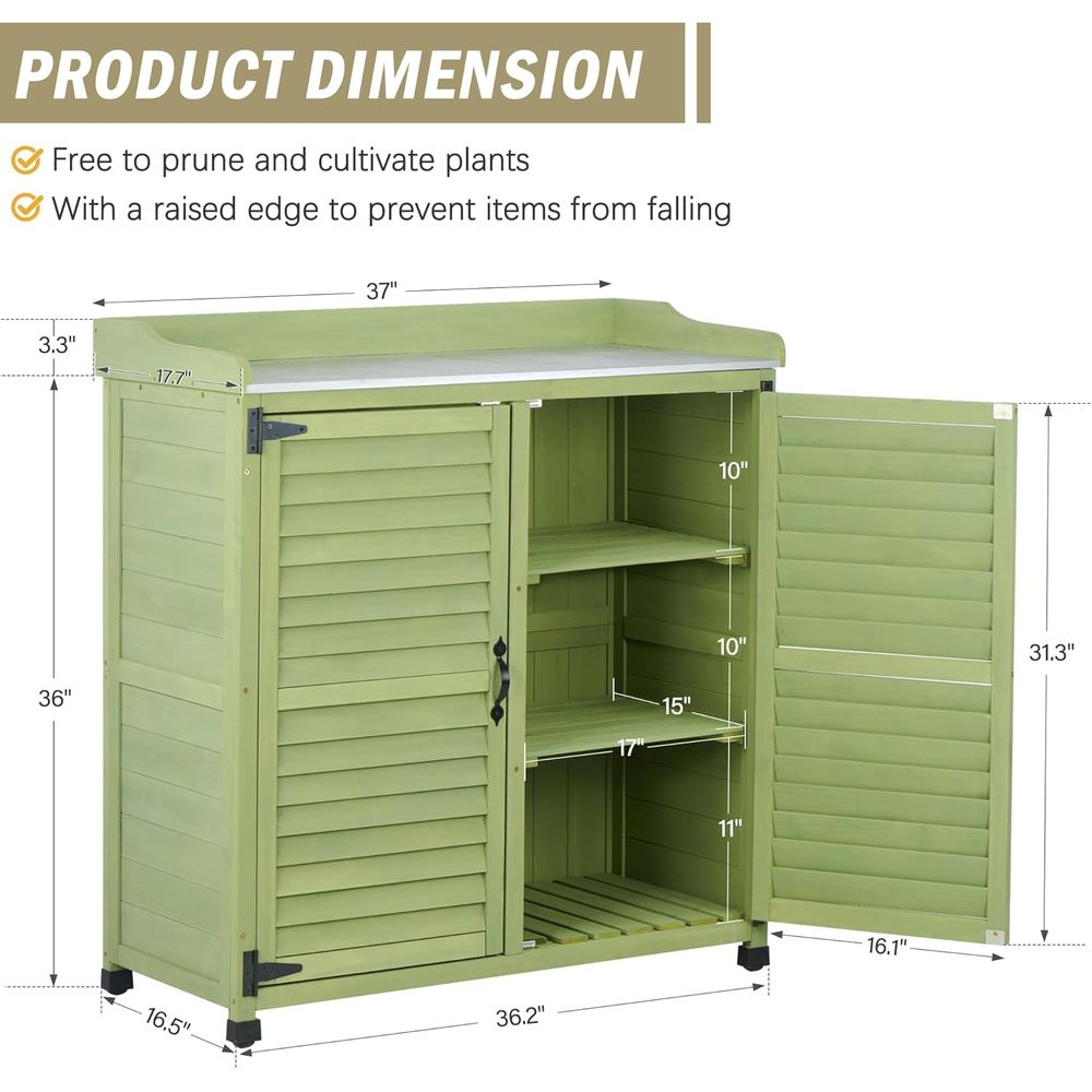 Outdoor Potting Bench with Met - Workbench Woodworking 评论和价格