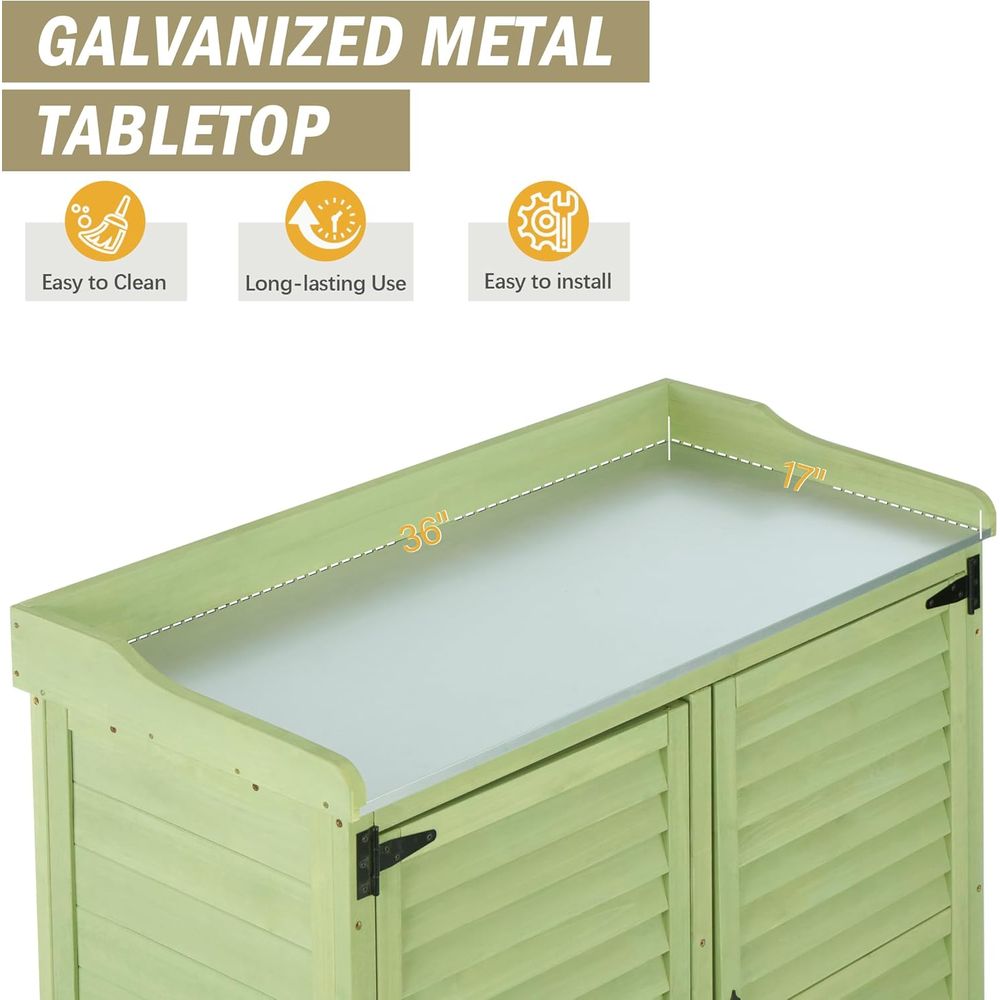 Outdoor Potting Bench with Met - Workbench Woodworking 评论和价格
