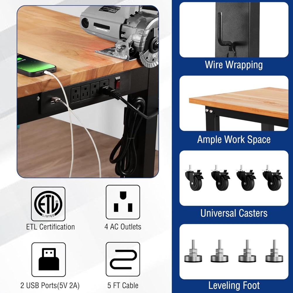 Garage Workbench, 48X22 Adjust - Workbench Woodworking 评论和价格