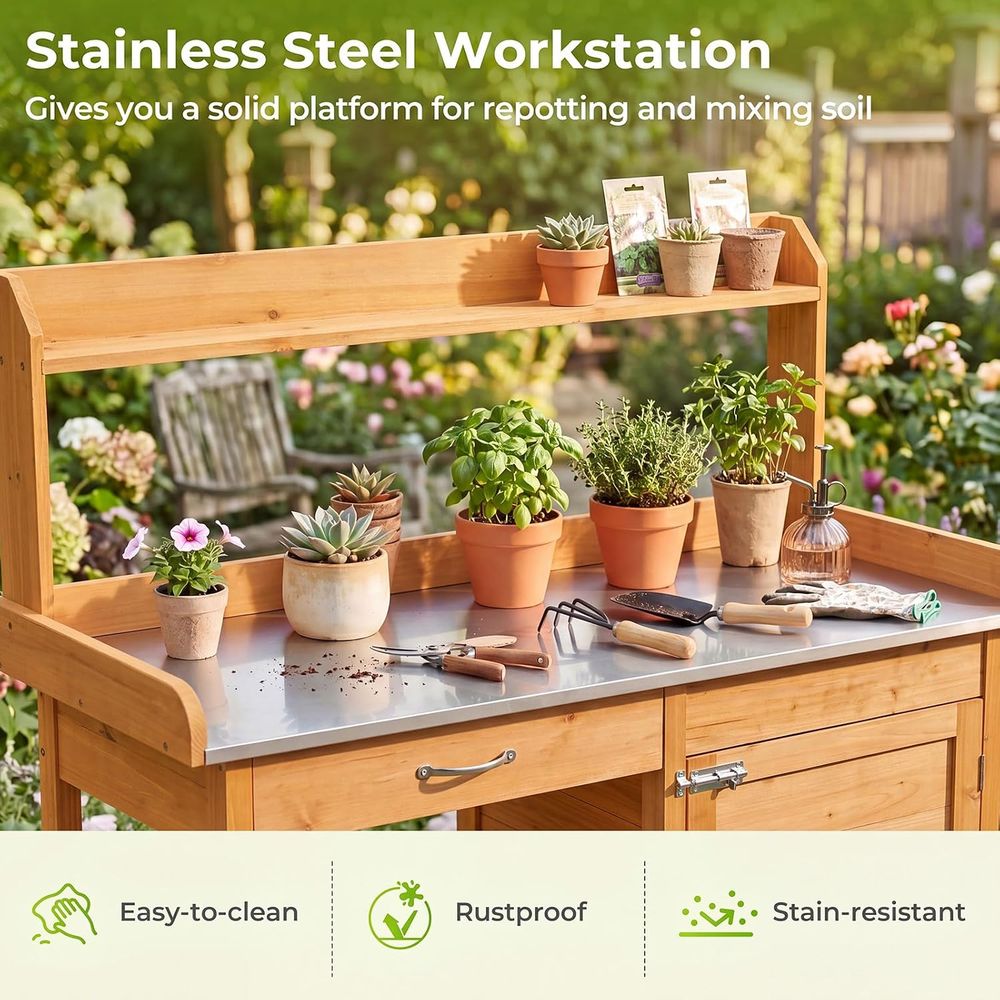 Outdoor Potting Bench Table Wo - Workbench Woodworking 评论和价格