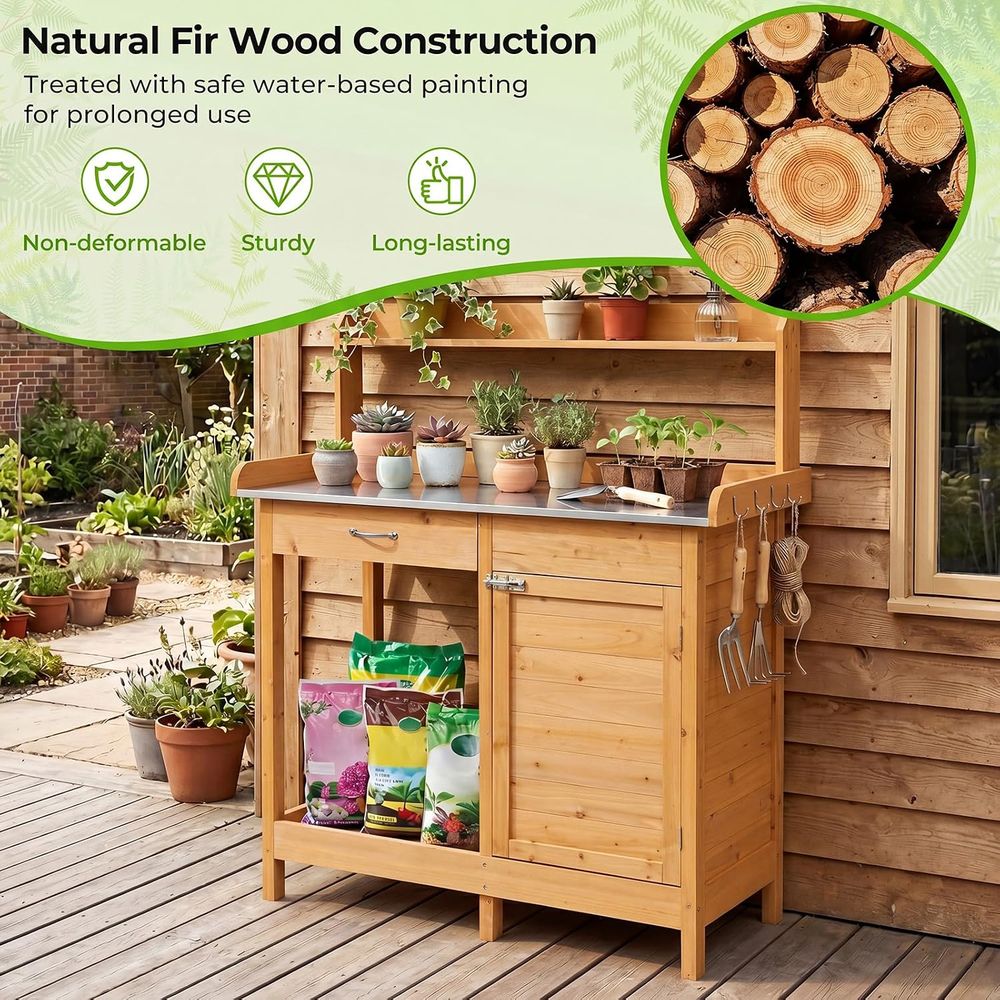 Outdoor Potting Bench Table Wo - Workbench Woodworking 评论和价格
