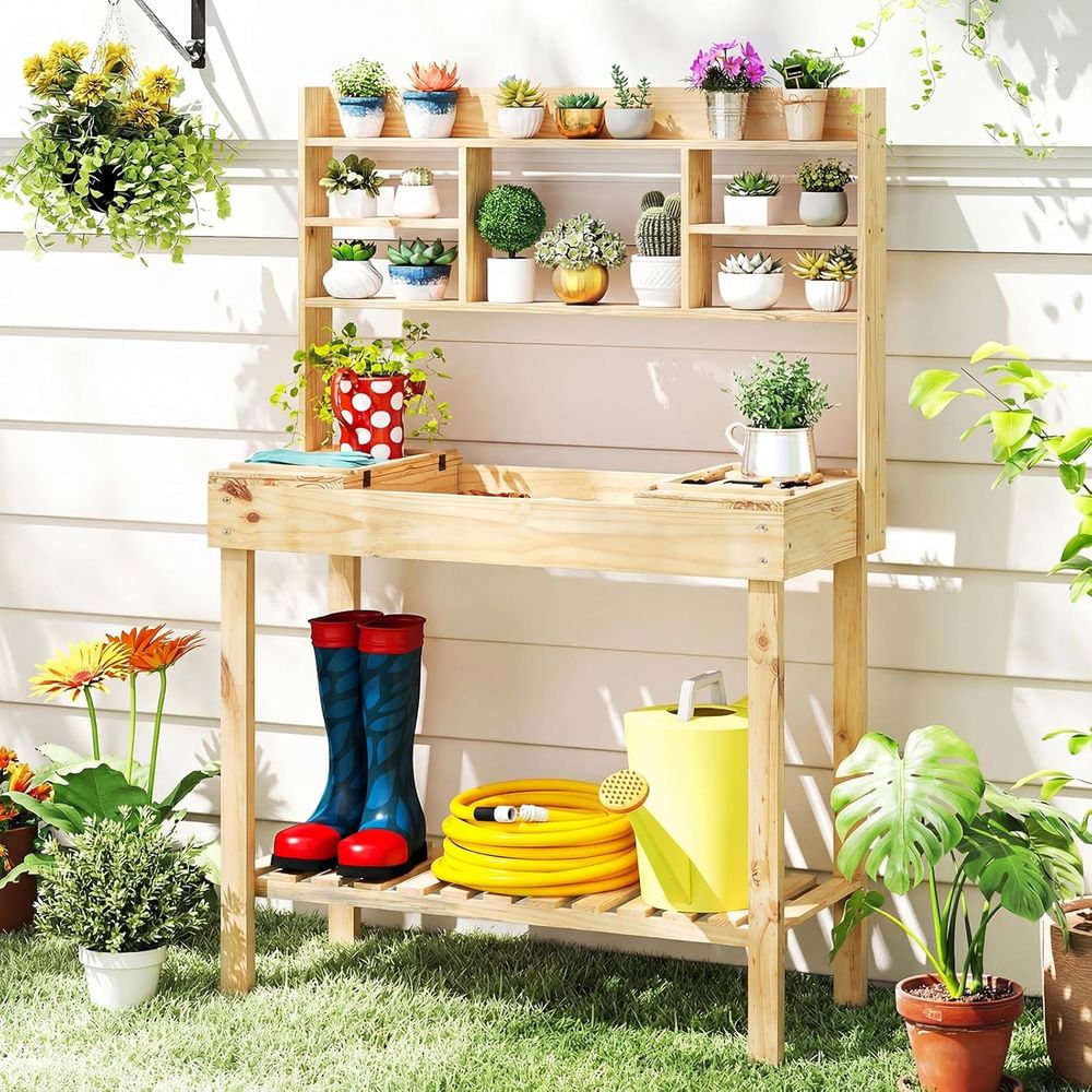 Potting Bench Table, 60” Wood  - Workbench Woodworking 评论和价格