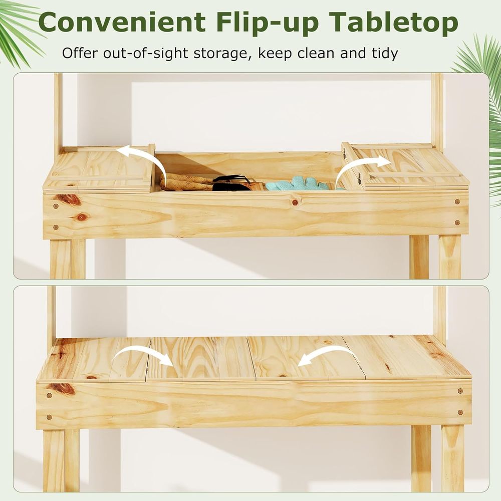 Potting Bench Table, 60” Wood  - Workbench Woodworking 评论和价格